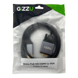 Gizzu 1.8m Full HD HDMI to VGA Cable - Black