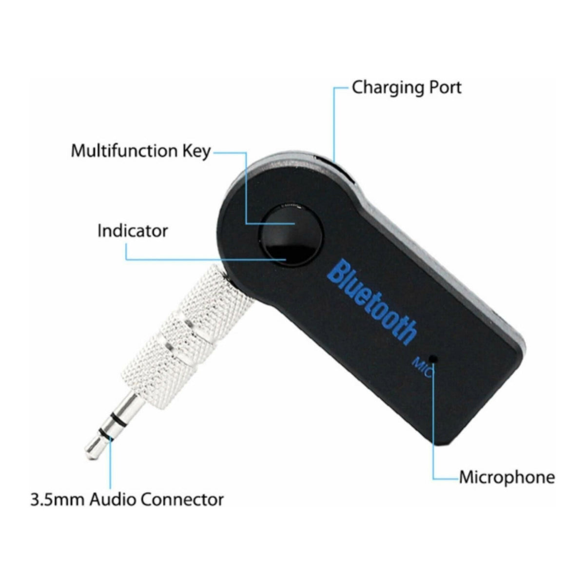 UniQue Bluetooth Hands-Free Music and Call Receiver Black GK-BT-350