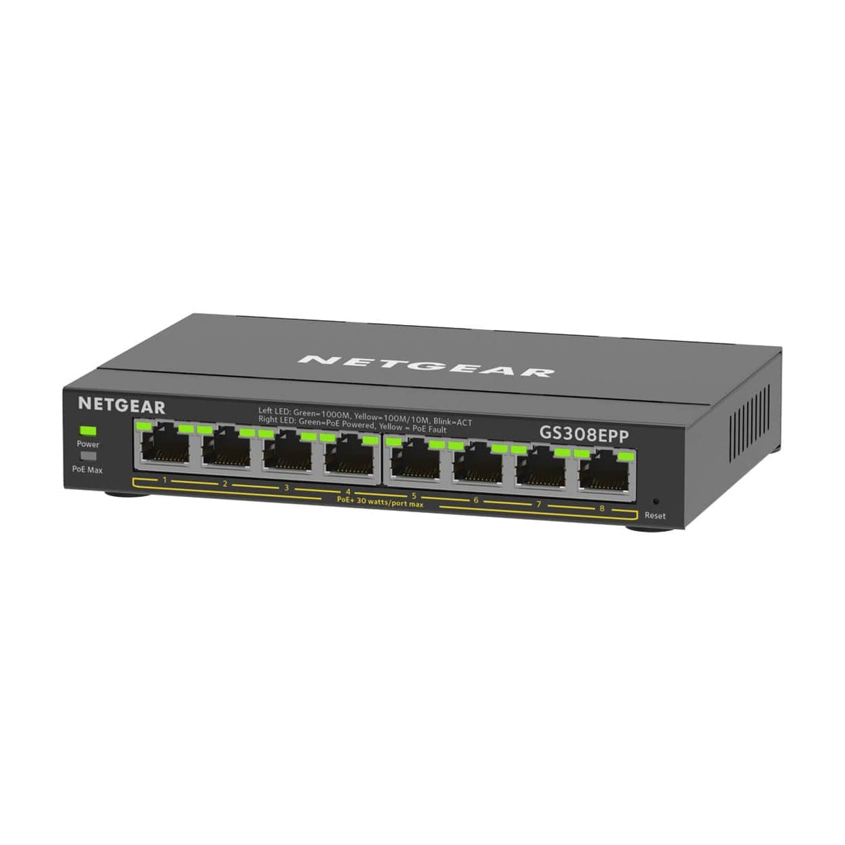 Netgear GS308EPP Managed Switch L2/L3 Gigabit Ethernet PoE Black GS308EPP-100PES