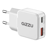 Gizzu 20W 2-Port GaN Wall Charger White GWCCU20W