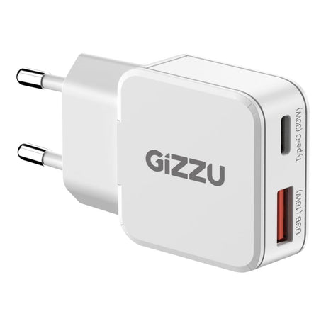 Gizzu 30W 2-port GaN Wall Charger White GWCCU30W