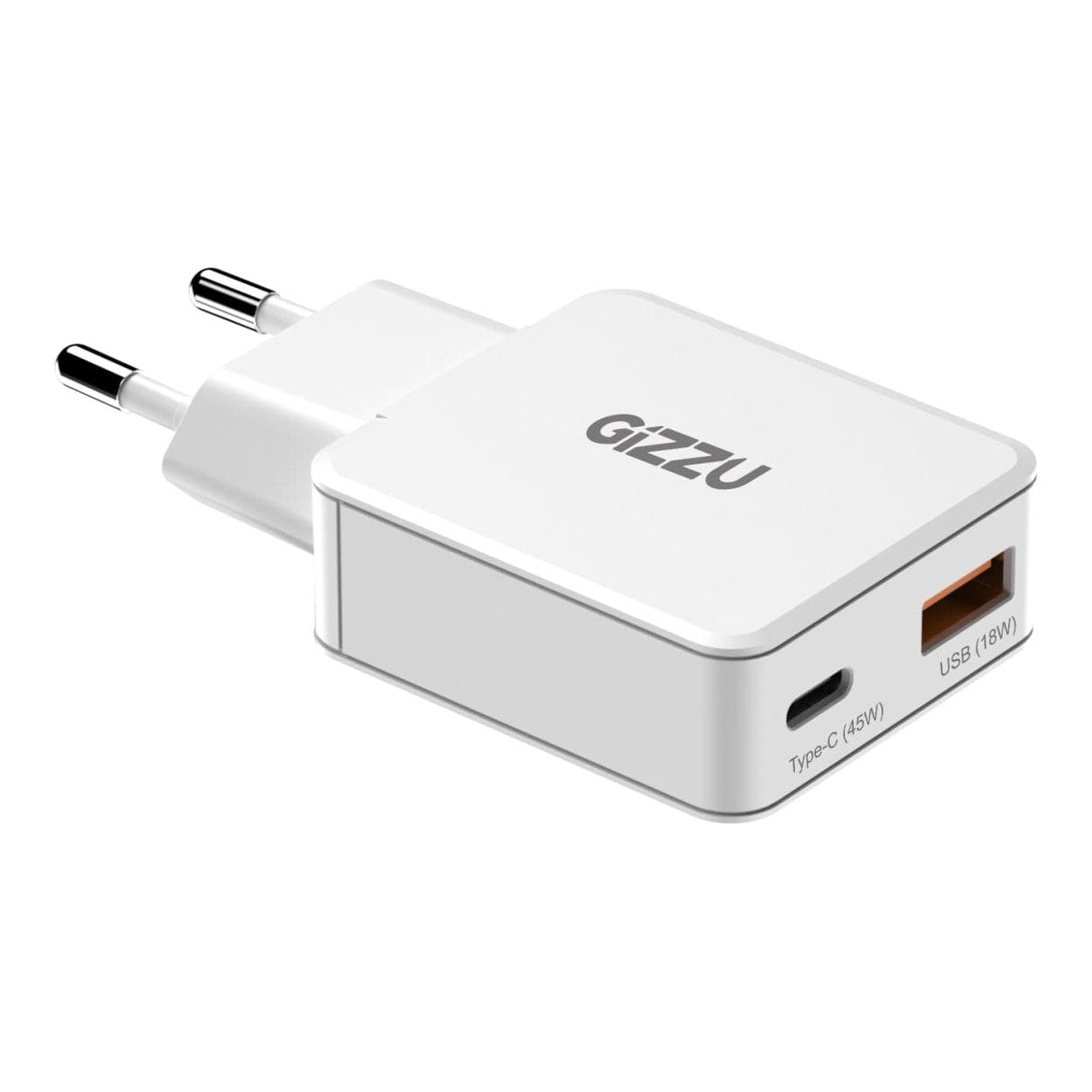 Gizzu 45W 2-port GaN Wall Charger White GWCCU45W