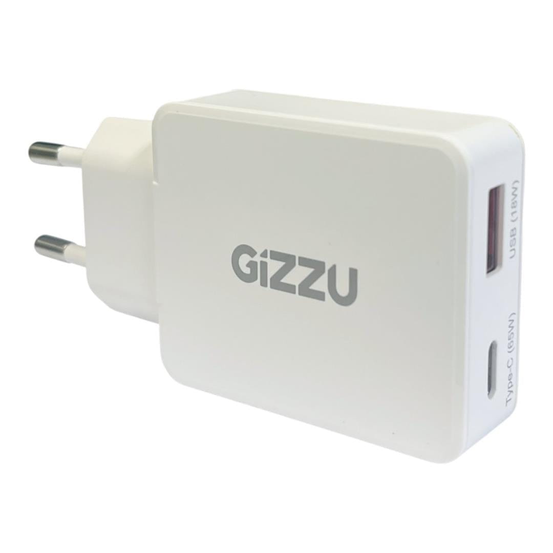 Gizzu 65W 2-port GaN Wall Charger White GWCCU65W