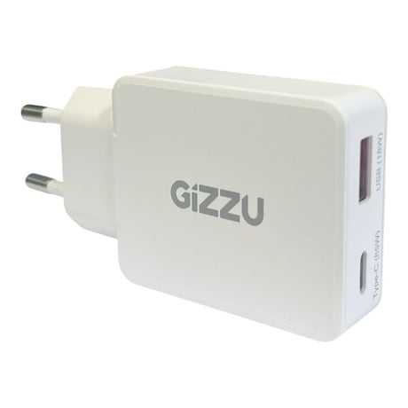 Gizzu 65W 2-port GaN Wall Charger White GWCCU65W