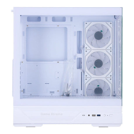 Huntkey GX760A Fortune ATX Gaming PC Case with GS120 Fantasy ARGB Fans - White