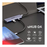 Unitek uHUB Q4 4-in-1 USB-C/A Hub H1112DGY01