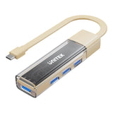 Unitek 4-in-1 USB-C Hub with 4-port USB-A Bi-Directional Hub with Detachable Cable Beige H1319ACL01