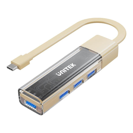 Unitek 4-in-1 USB-C Hub with 4-port USB-A Bi-Directional Hub with Detachable Cable Beige H1319ACL01