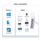 Unitek 4-in-1 USB-C Hub with 4-port USB-A Bi-Directional Hub with Detachable Cable Pink H1319APK01