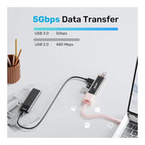 Unitek 4-in-1 USB-C Hub with 4-port USB-A Bi-Directional Hub with Detachable Cable Pink H1319APK01