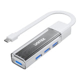 Unitek 4-in-1 USB-C Hub with 4-port USB-A Bi-Directional Hub with Detachable Cable White H1319AWH01