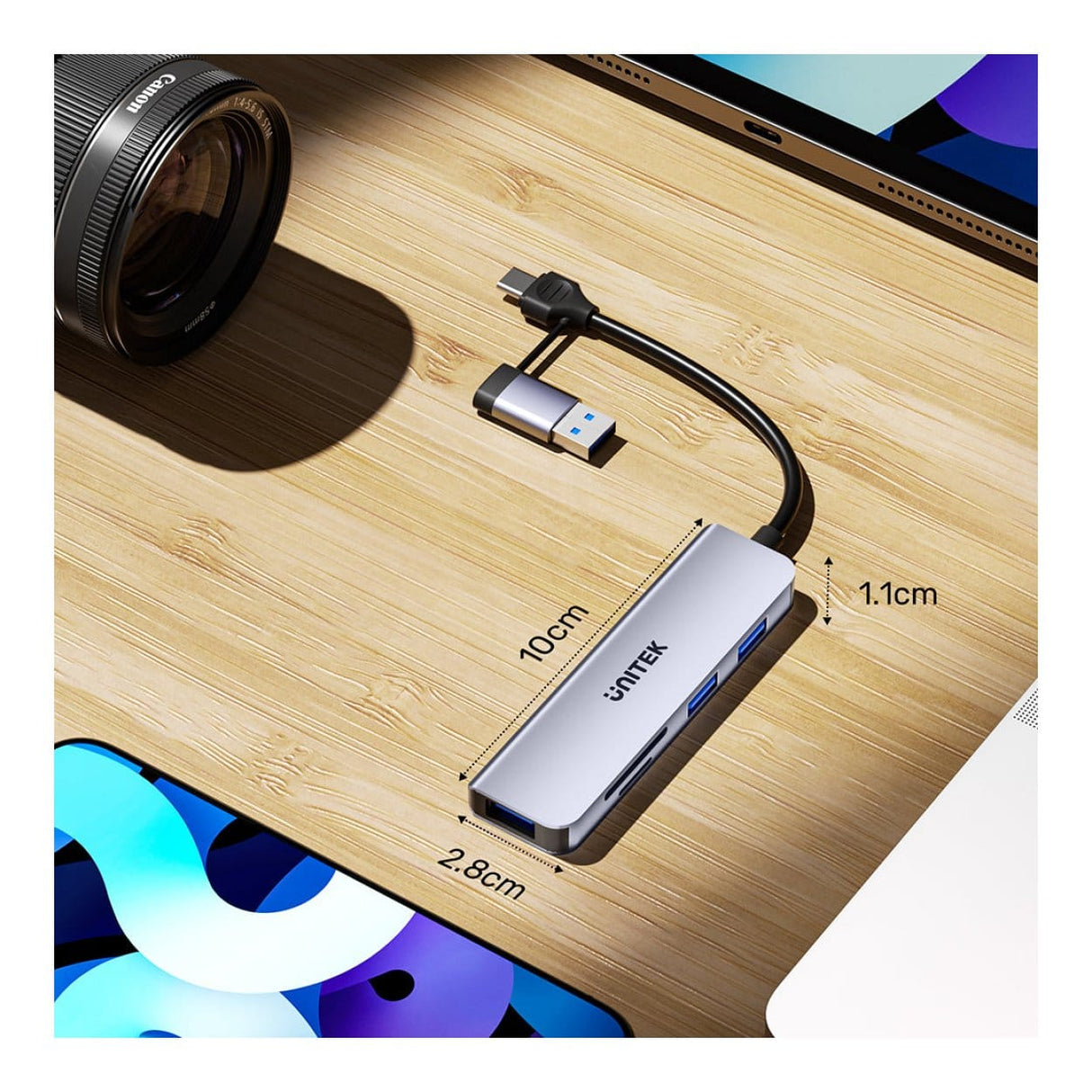 Unitek uHUB P5+ 5-in-1 USB Hub with Memory Card Reader H1320AGY01