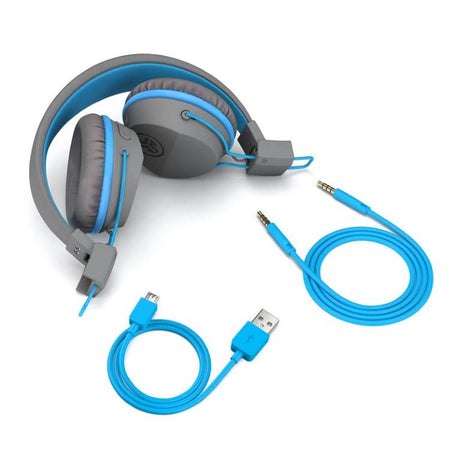 Jlab JBuddies Studio Wireless On-Ear Kids Headset Blue and Grey HBSTUDIORGRYBLU4