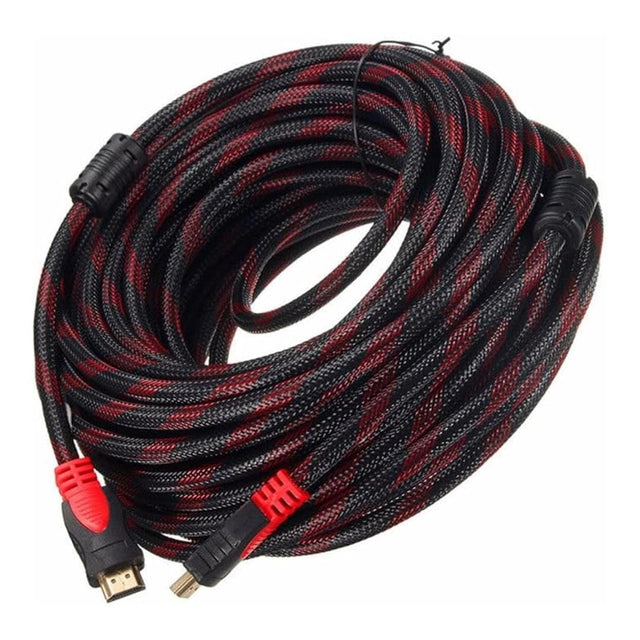 UniQue 30m Braided HDMI to HDMI Cable Black and Red HDMIBR-30M