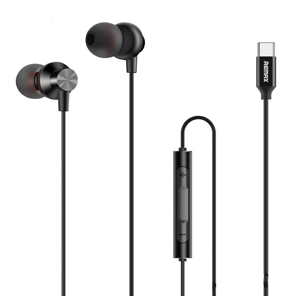 Remax RM-560 1.2m USB-C Metal Wired Earphone Black HEADPHONE-RM-560-BLK