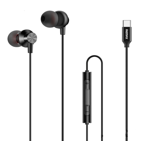 Remax RM-560 1.2m USB-C Metal Wired Earphone Black HEADPHONE-RM-560-BLK