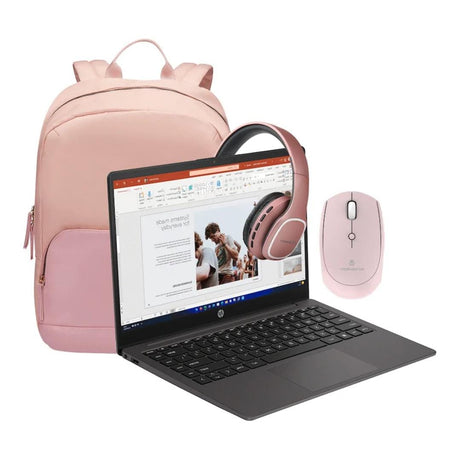 HP 245 G10 AMD Athlon Silver 7120U 15.6-inch Win 11 Home Laptop and Bag & Headphone Ladies Bundle - Pienk