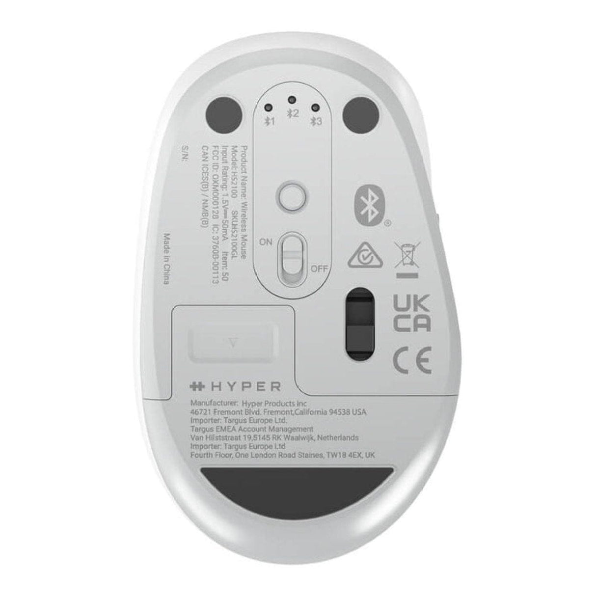 Hyper HyperSpace HS2100GL Bluetooth Mouse - White HS2100GL