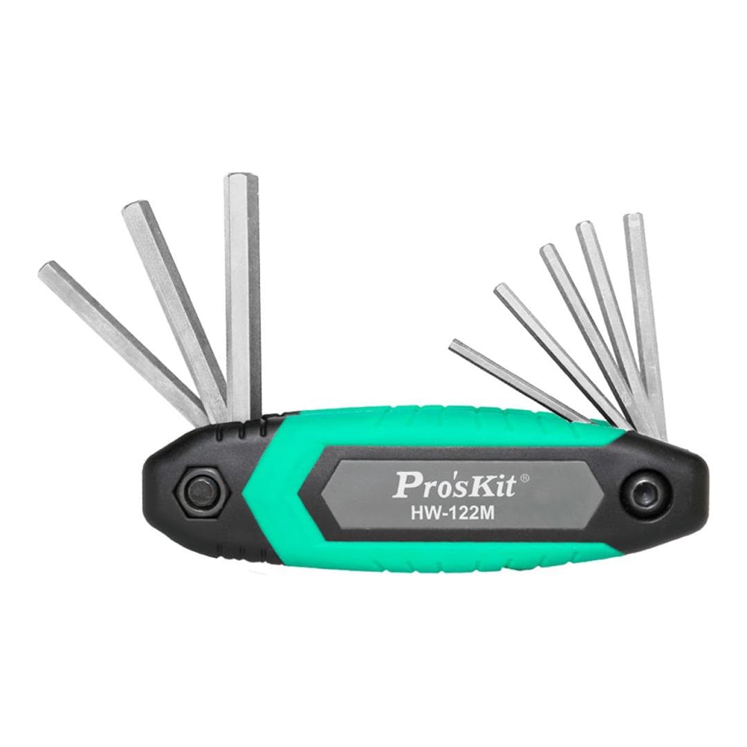 Pro'sKit Folding Type Metric 8-Piece Hex Key Set HW-122M