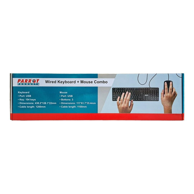 Parrot IC0005 Wired Keyboard and Mouse Combo Black