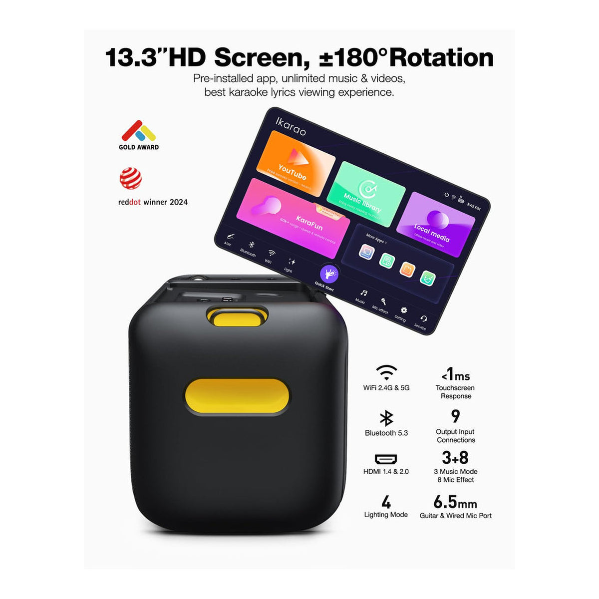 Ikarao Break X1 Smart Party Karaoke Machine IK-BREAKX1-BK