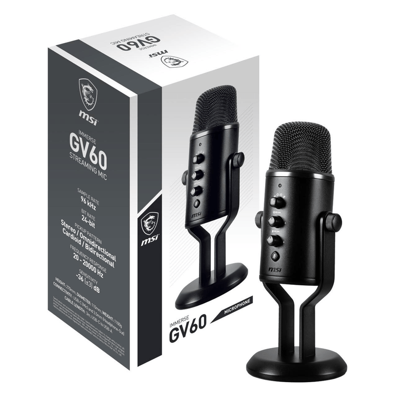 MSI Immerse GV60 Streaming Mic USB Type-C Interface and 3.5mm Aux