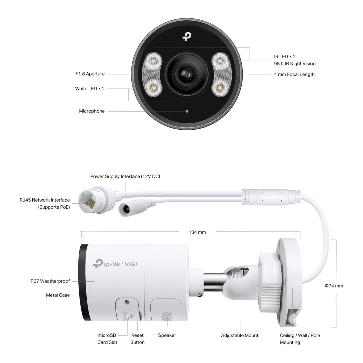 TP-Link InSight S385 VIGI 8MP Outdoor Full-Color Bullet Network Camera