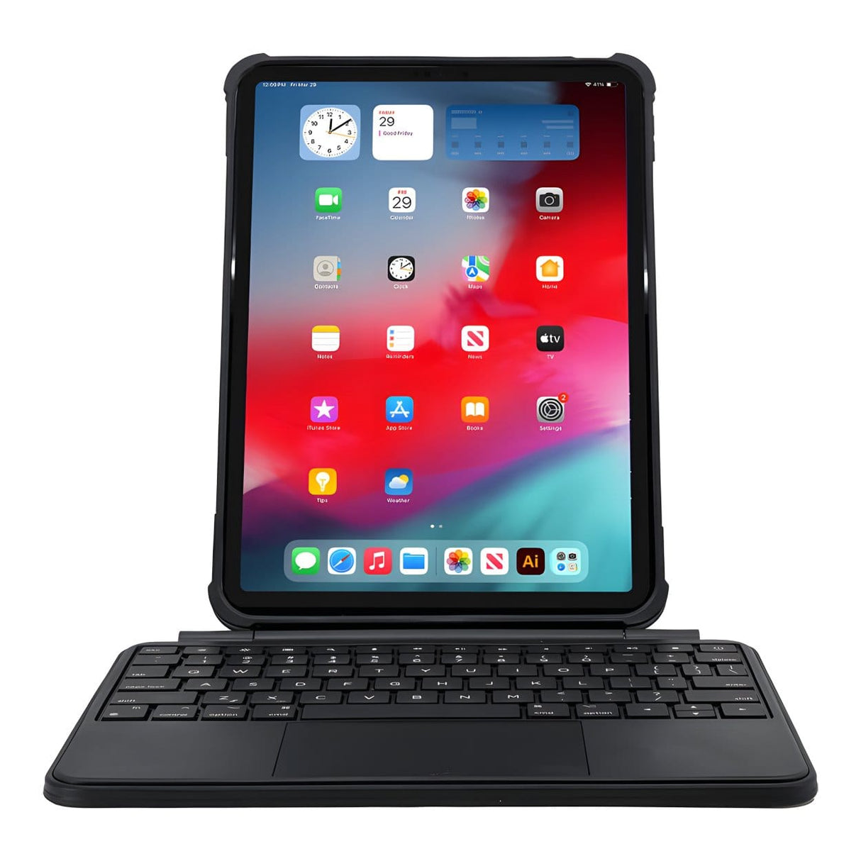 Macally Rugged 11-inch iPad Keyboard Case with Trackpad - Black IPKBCASE11
