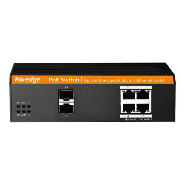 Foredge 6-port L2 PoE Gigabit 4xRJ45 2xSFP Managed Industrial Switch IS104GPS-2F