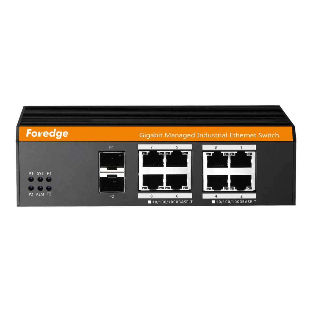Foredge 10-port L2 PoE Gigabit 8xRJ45 2xSFP Managed Industrial Switch IS108GPS-2F