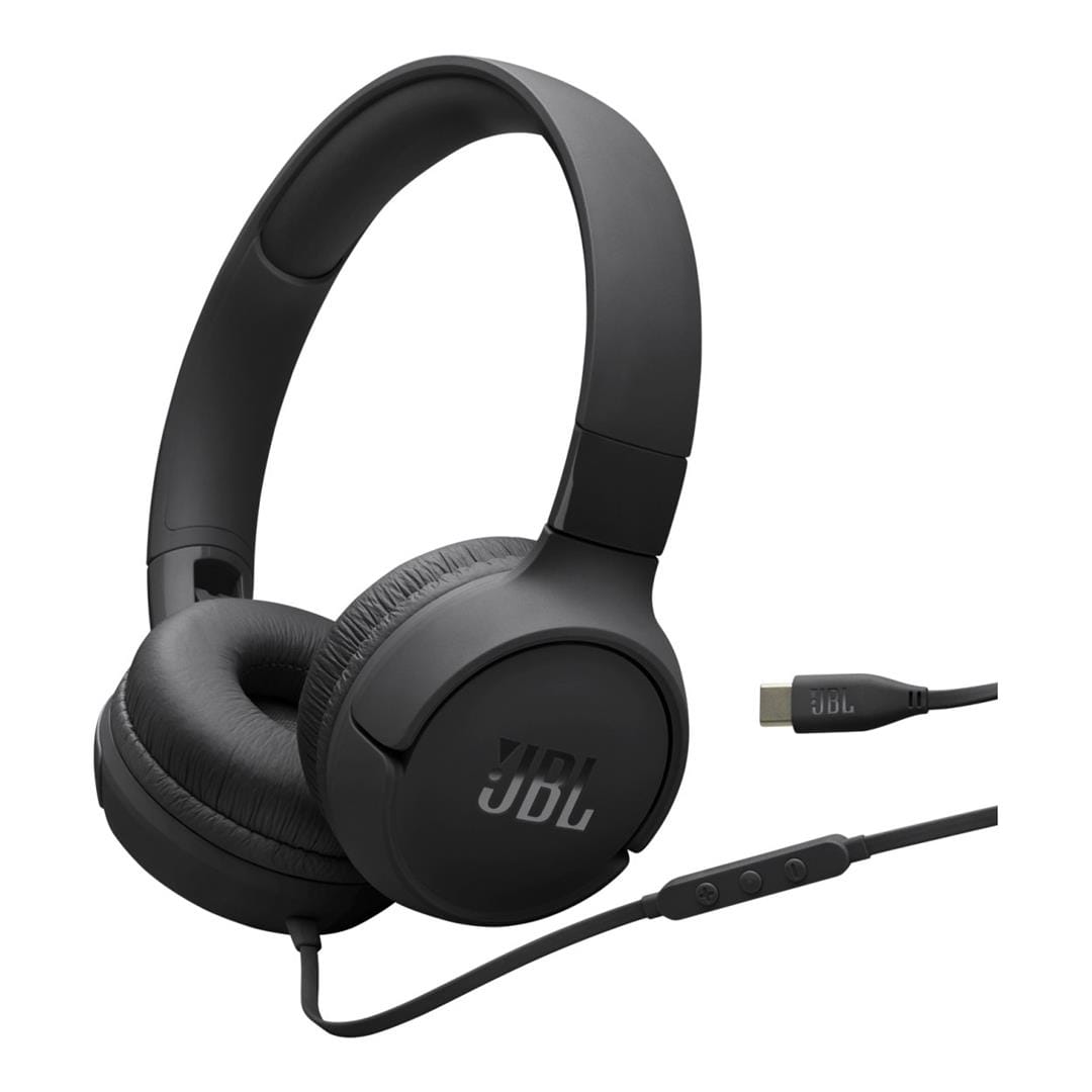 JBL Tune 520C USB-C Wired On-Ear Headphones Black JBLT520CBLK