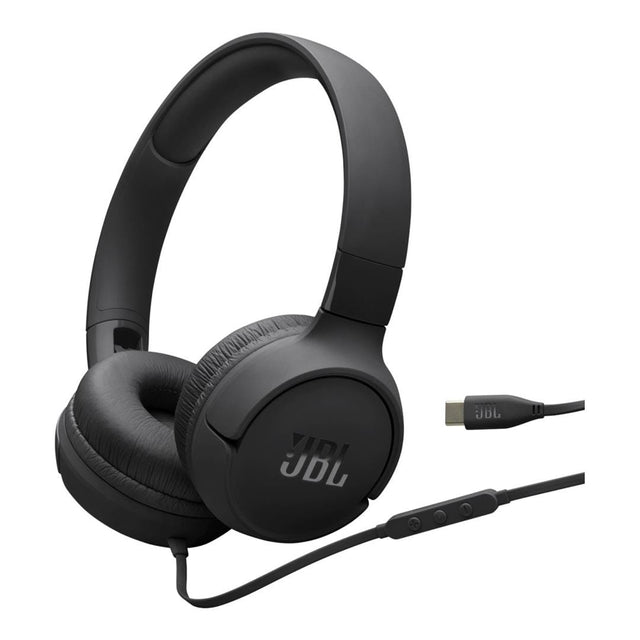 JBL Tune 520C USB-C Wired On-Ear Headphones Black JBLT520CBLK