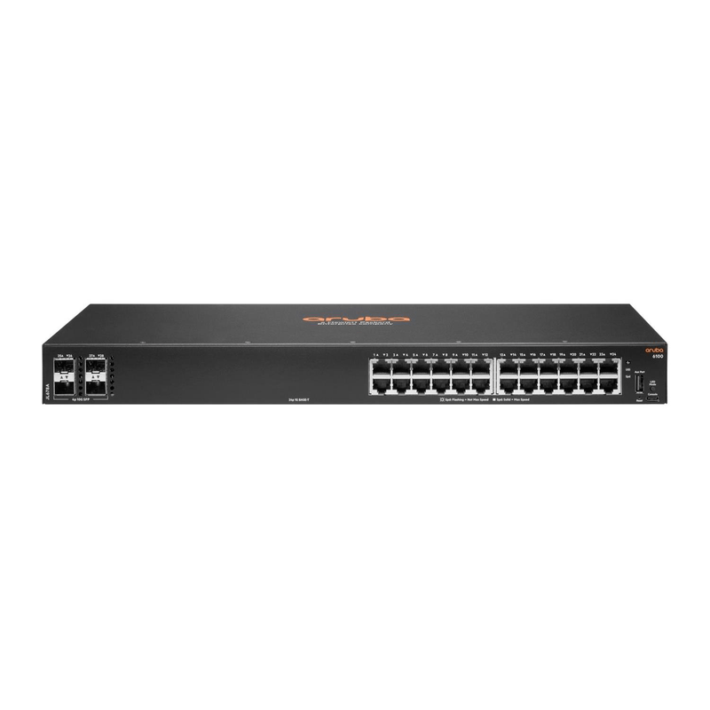 HPE Aruba 6100 24-port Class4 Managed L3 Gigabit Ethernet PoE Switch Black JL677A