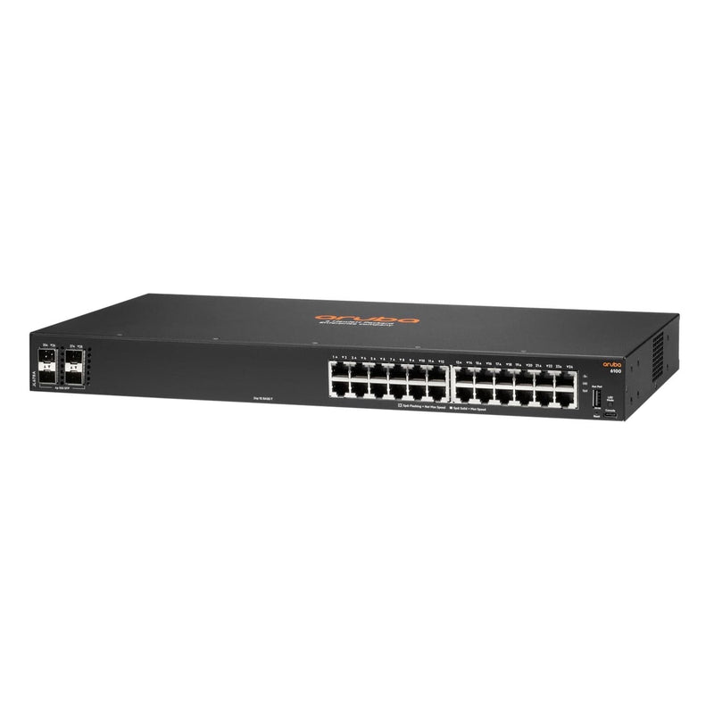 HPE Aruba 6100 24-port Class4 Managed L3 Gigabit Ethernet PoE Switch Black JL677A