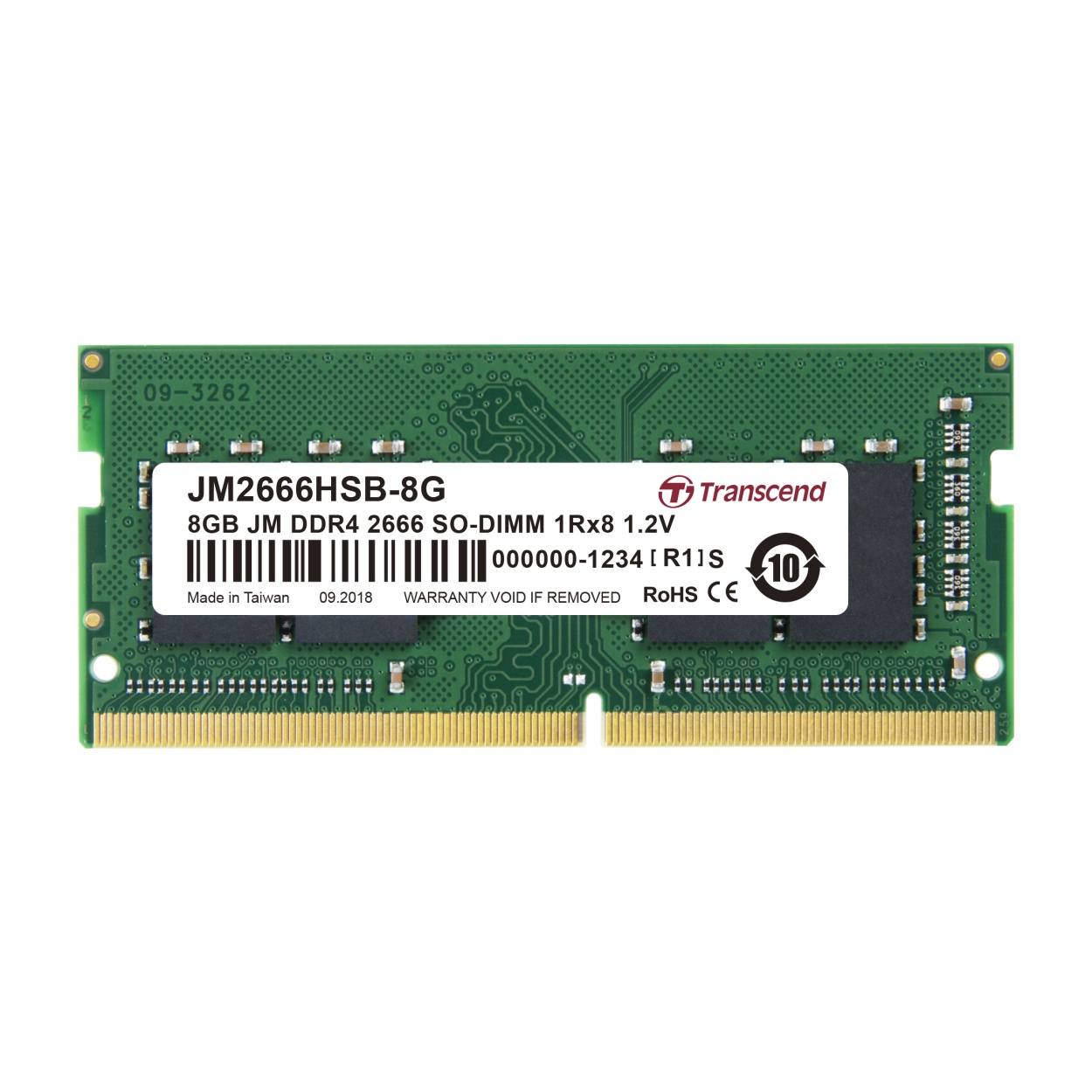 Transcend JetRam JM2666HSB-8G SO-DIMM Memory Module 8GB DDR4