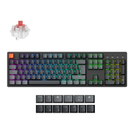 Keychron K10 QMK RGB Wireless Custom Mechanical Keyboard V.2 Super Red Switch Black K10X-H1