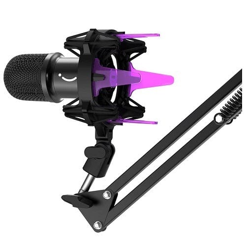 Fifine USB Dynamic Microphone with RGB Arm Desk Mount Kit Black K651