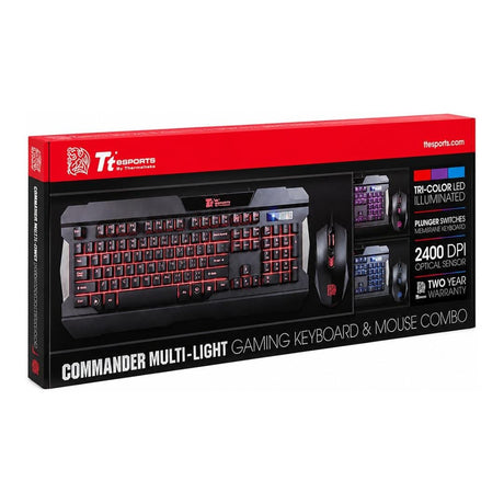Tt eSPORTS COMMANDER COMBO Multi Light Gaming Keyboard and Mouse Combo KB-CCM-PLBLUS-01