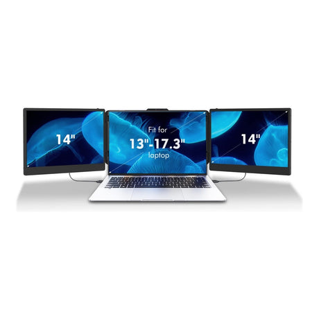 Kefeya S2 14-inch 1920 x 1080p FHD 16:9 60Hz LCD IPS Portable Tri Monitor Extender for Notebooks