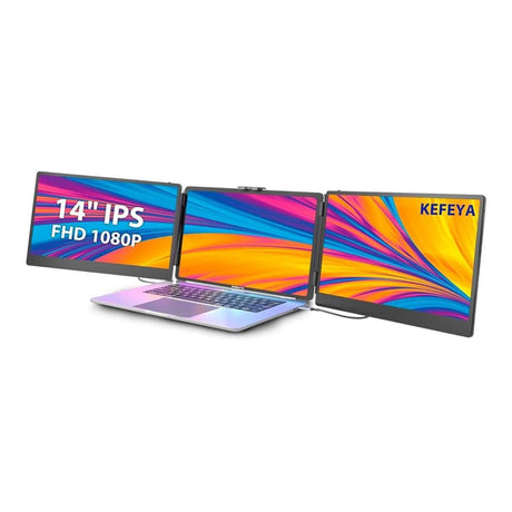 Kefeya S2 14-inch 1920 x 1080p FHD 16:9 60Hz LCD IPS Portable Tri Monitor Extender for Notebooks