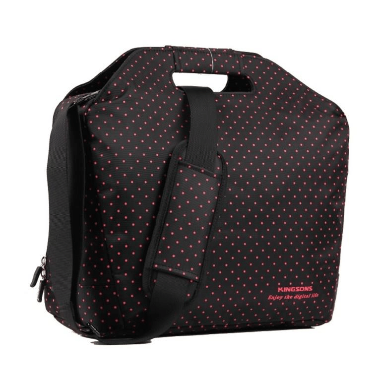 Kingsons Black Match Pink Hot Dot Series 14.5-inch Notebook Shoulder Bag KS6064W-B
