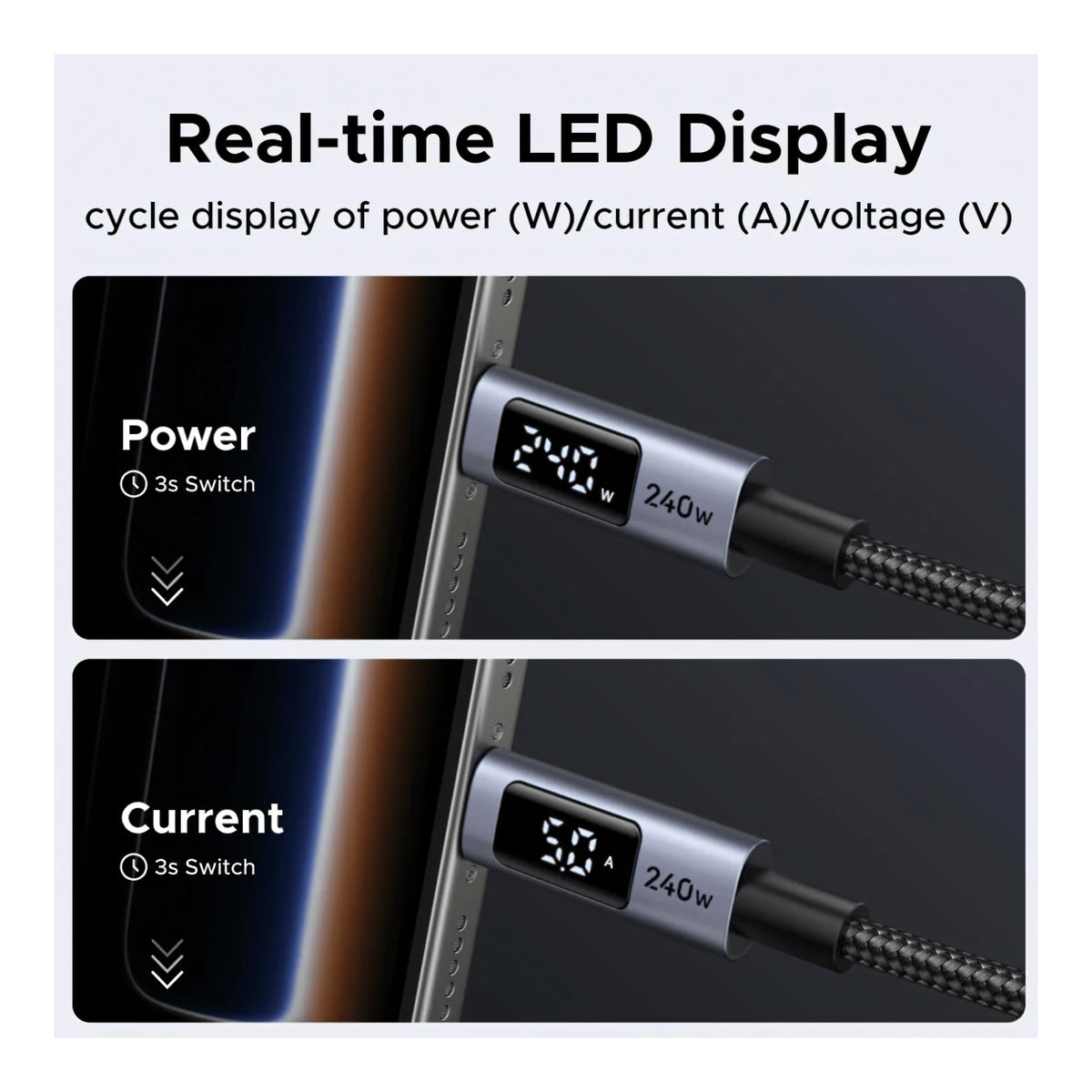 Ugreen 2m 240W USB-C Cable with LED Display L530-65867
