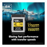 Lexar Professional CFexpress 128GB Type-B Memory Card GOLD Series LCXEXPR128G-RNENG
