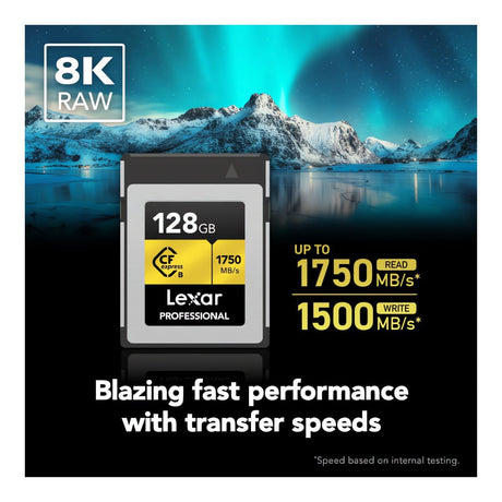 Lexar Professional CFexpress 128GB Type-B Memory Card GOLD Series LCXEXPR128G-RNENG