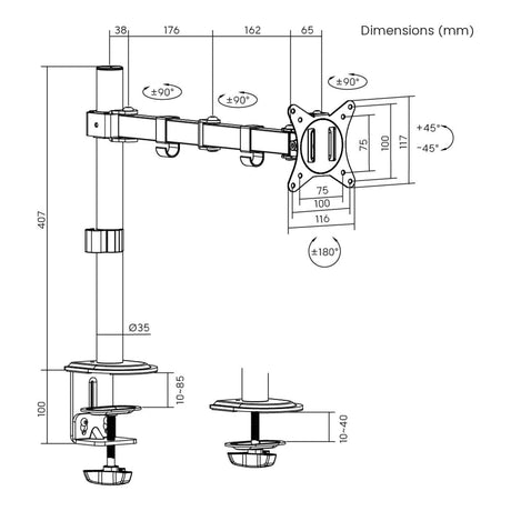 Lumi 17 to 32-inch Steel Articulating Monitor Mount LDT66-C012