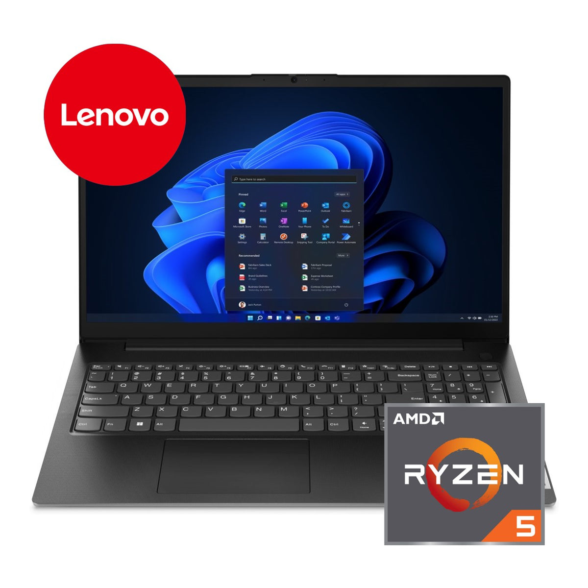 Lenovo V15 AMD Ryzen 5 15.6-inch Win 11 Home Laptop and Mouse & Backpack & Headphone Bundle