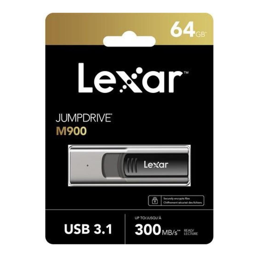 Lexar JumpDrive M900 64GB USB 3.1 Flash Drive Black Grey LJDM900064G-BNQNG