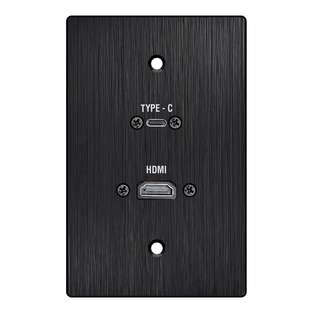 LinkQnet Type-C with HDMI Wall Plate Black LK-WP-235