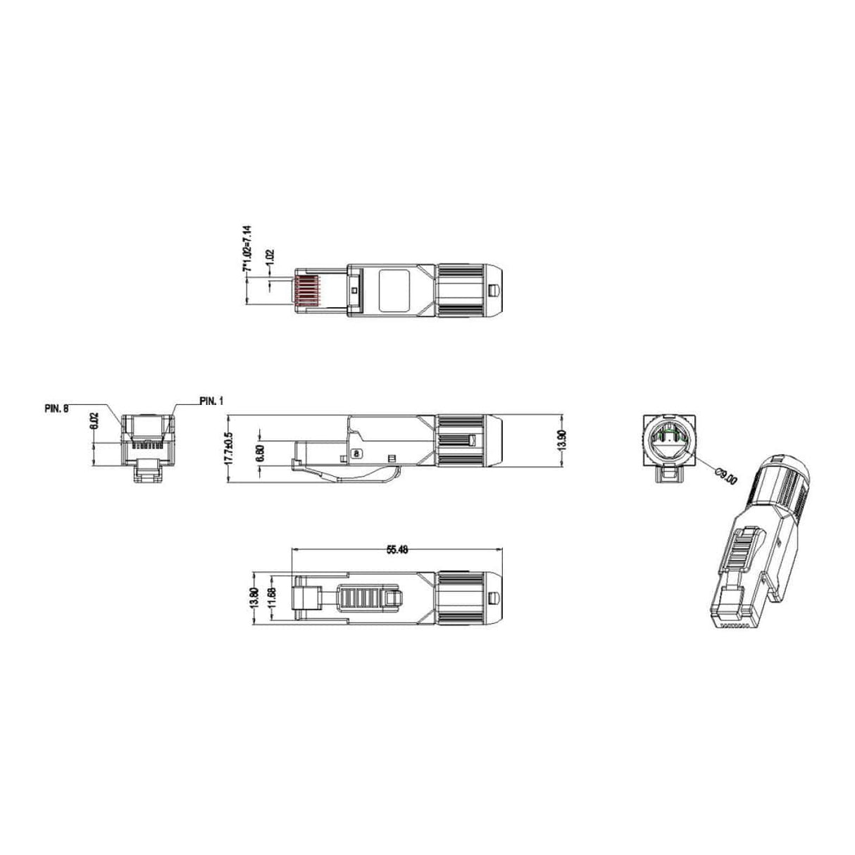 LinkQnet Cat8 Shielded Field Plug LKP128-C8S