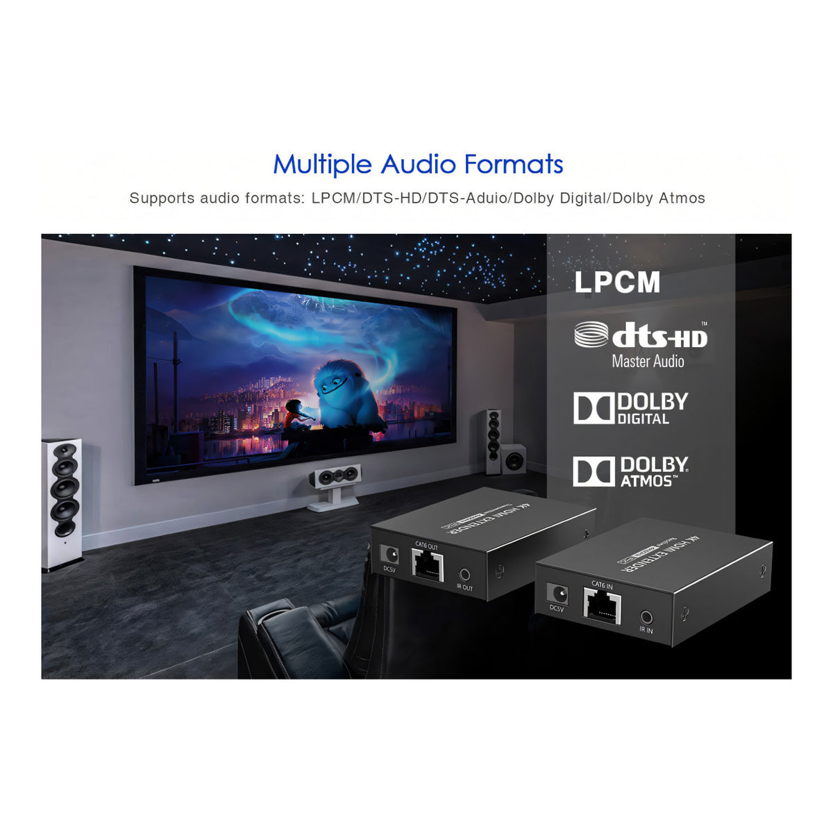 Lenkeng LKV465P 50m 4K60HZ HDR HDMI Extender with POC